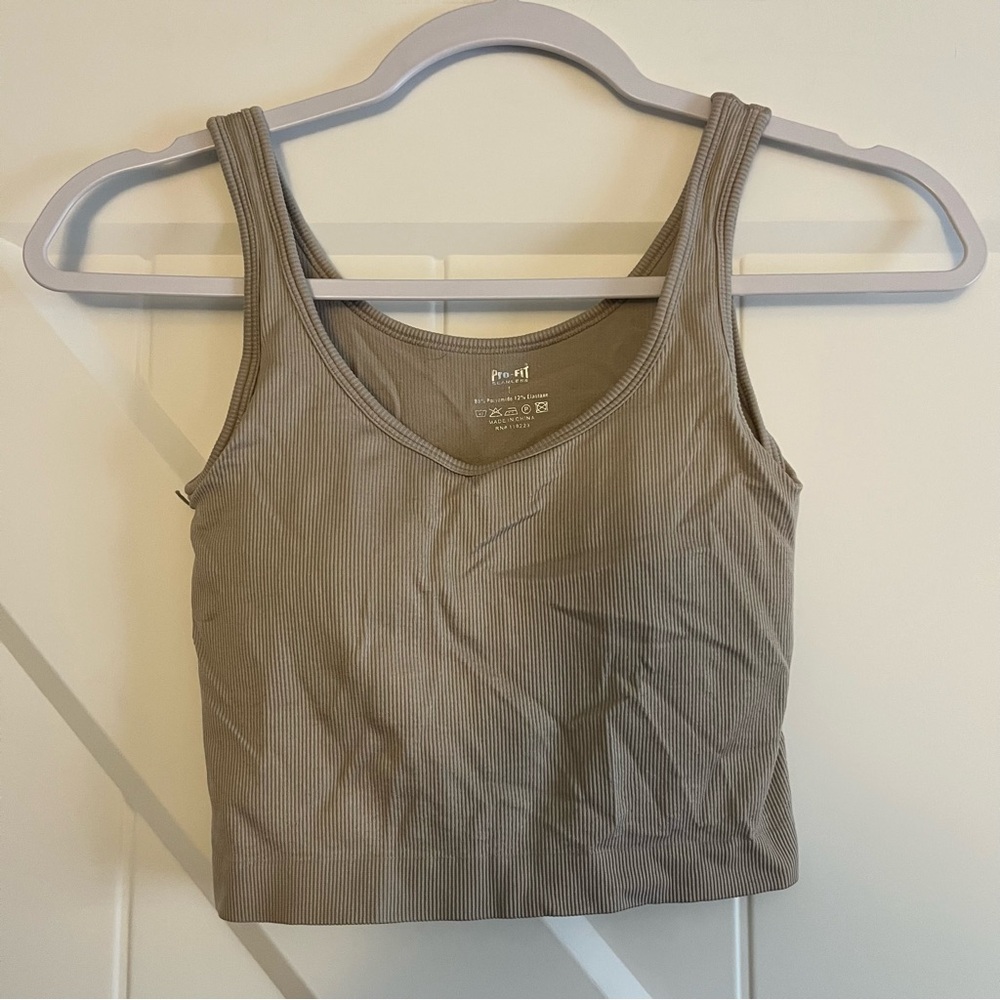 Tan Cropped Workout Tank